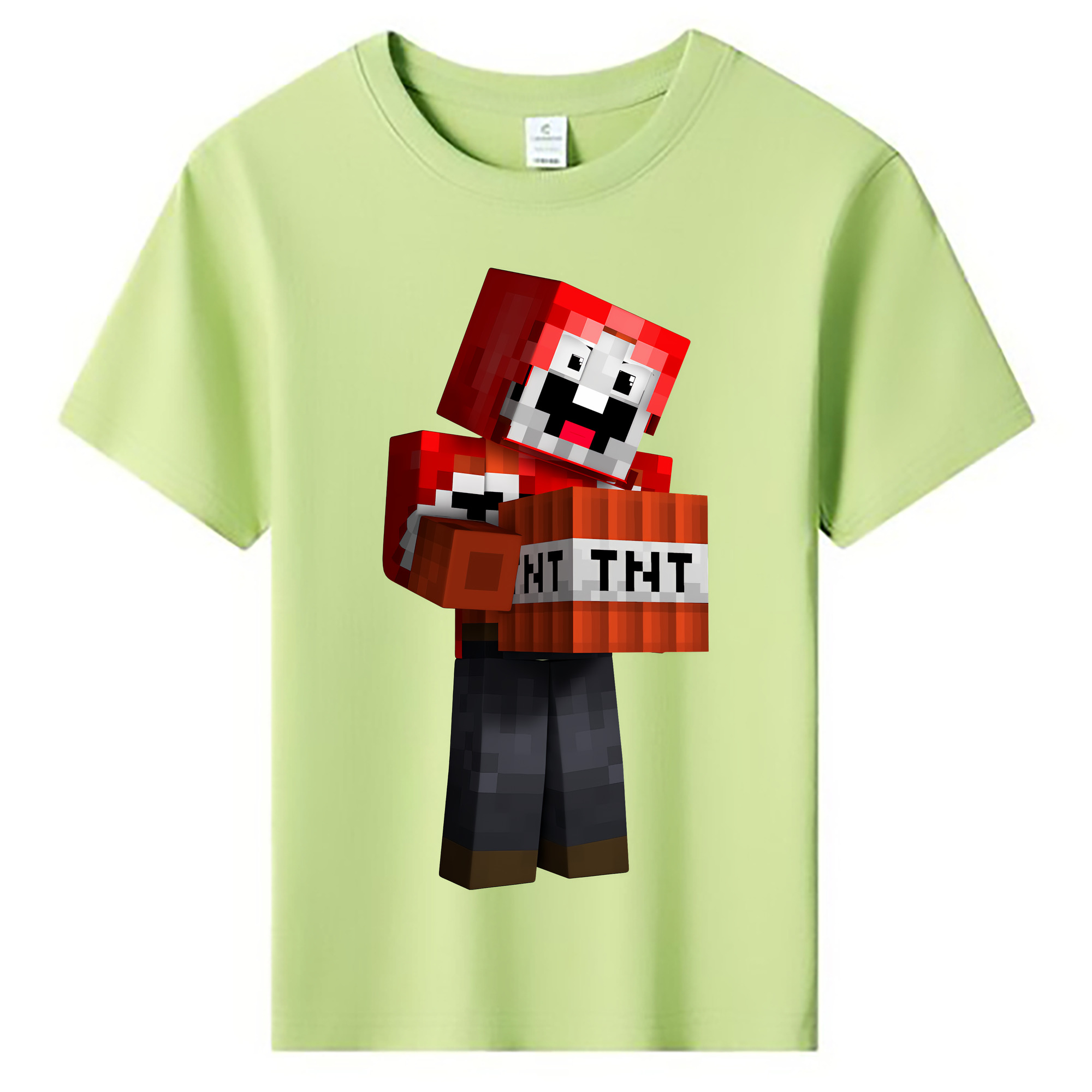 （画像用） マインクラフト ブロックの世界 Minecraft MC Block world 綿100％キッズTシャツ（フロントプリント）